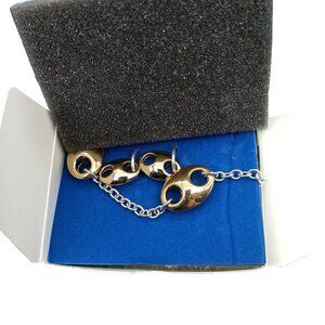 Vintage Avon Two-Tone New York Look Necklace & Earrings Gift Set in Original Blu